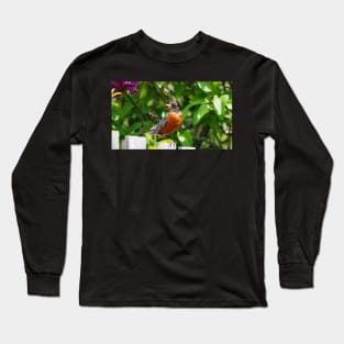 American Robin Carrying Some Fresh Worms Long Sleeve T-Shirt